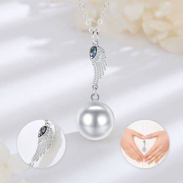 Graviditet Bola Angel Wing mosaik och strass Halsband