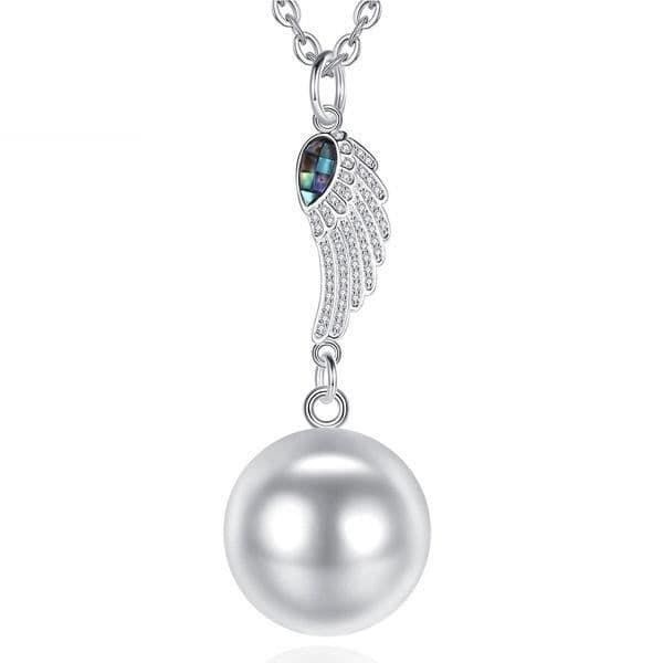 Graviditet Bola Angel Wing mosaik och strass Halsband