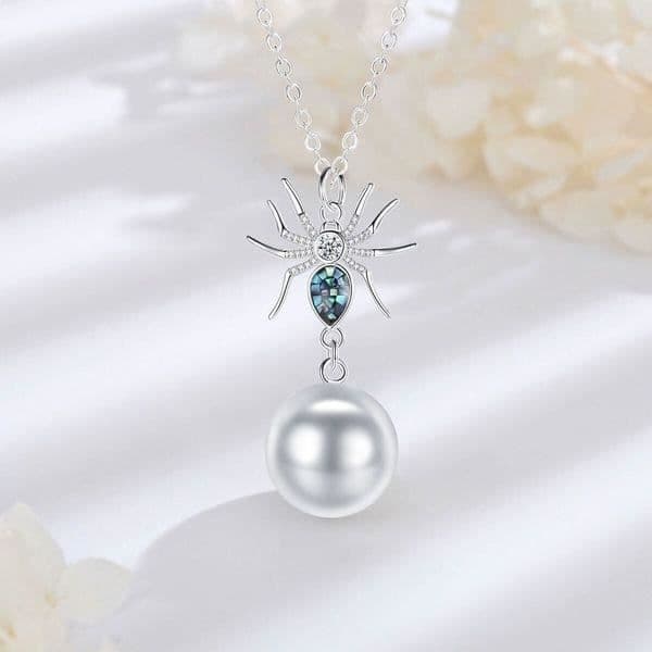 Mosaik Spider Gravid Bola och strass halsband