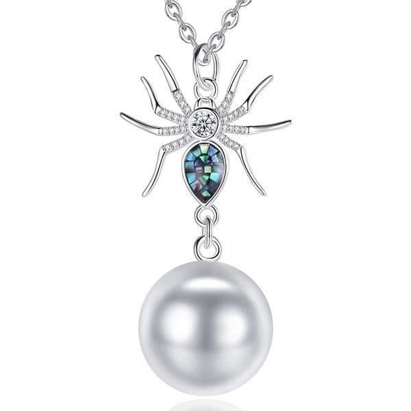 Mosaik Spider Gravid Bola och strass halsband