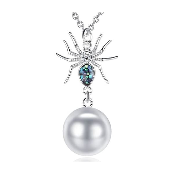 Mosaik Spider Gravid Bola och strass halsband