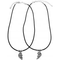 2 st Best Friends / Kompis Halsband / Gummi Kedja - Hjärta
