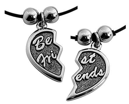 2 st Best Friends / Kompis Halsband / Gummi Kedja - Hjärta
