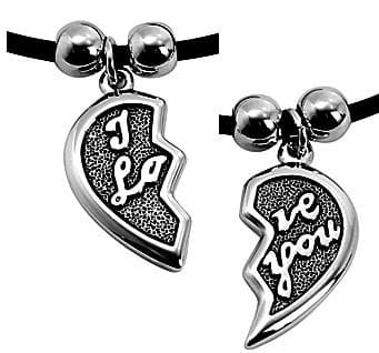 2 st Parhalsband Par Halsband - Hjärta med Text - I Love You
