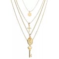 Miniatyrbild 2 av 5: Guld Halsband / Choker med 4 olika Kedjor, Kors & Nyckel