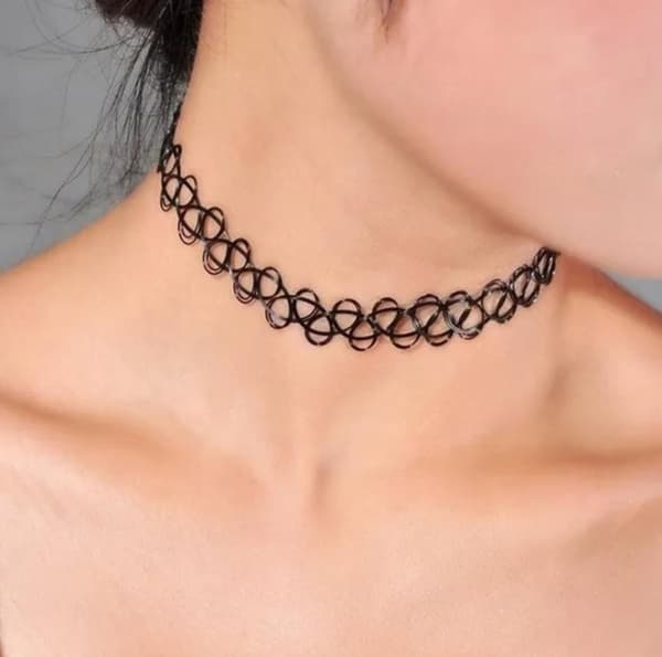 12st svart  fiskelinje Choker Tattoo Halsband Pärla