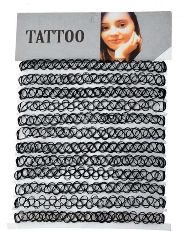 12kpl monivärinen kalastuslinja Choker Tattoo kaulakoru Pearl