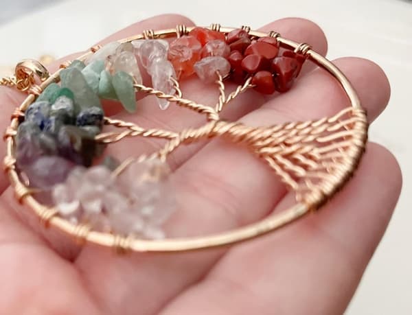 Necklace - Tree of Life - Chakra - Long Chain - Gold