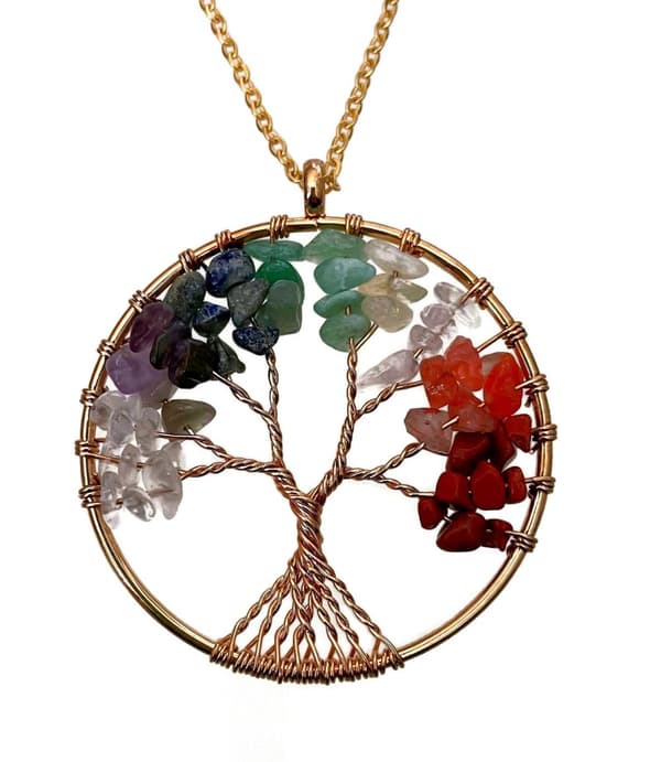 Halsband Livets Träd CHAKRA Tree Of Life Guldpläterad Rostfri
