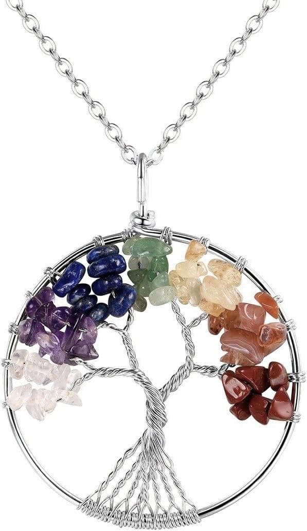Halsband Livets Träd CHAKRA Tree Of Life lång kedja New Age
