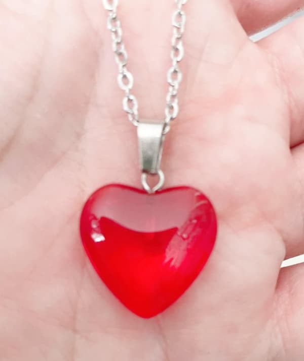 Halsband Hjärta Röd Rostfritt Stål Heart Kärlek Vänskap Partner