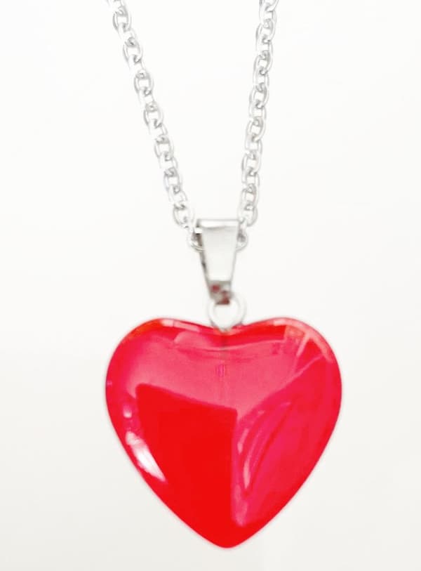 Halsband Hjärta Röd Rostfritt Stål Heart Kärlek Vänskap Partner