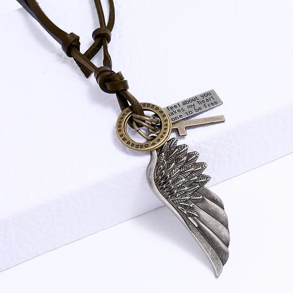 Angel Wings Läderhalsband