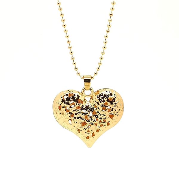 Hollowing out heart pendant necklace 18 K gold plated Guld One-size