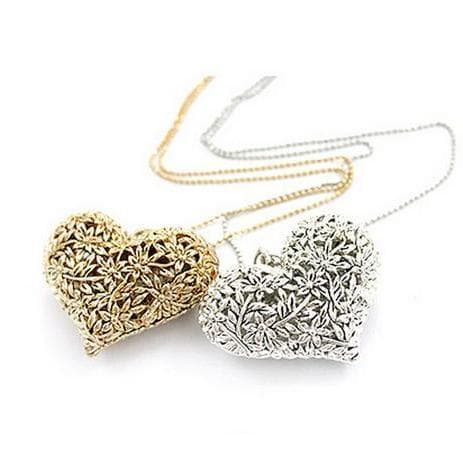 Hollowing out heart pendant necklace 18 K gold plated
