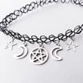 Miniatyrbild 2 av 2: Choker Måne Crescent Moon Pentagram Star Wicca Pagan