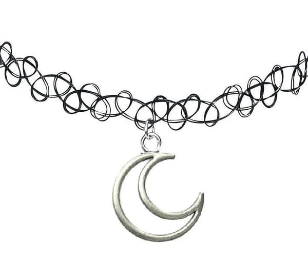 Choker Måne Crescent Moon  90-tals Svart Spets