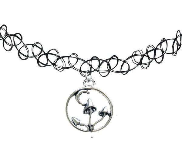 Choker Svamp Tattoo Mushroom 90-tals Svart Spets