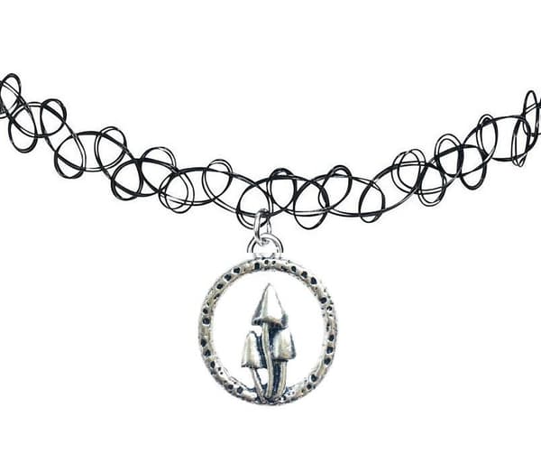 Choker Svamp Tattoo Mushroom 90-tals Svart Spets