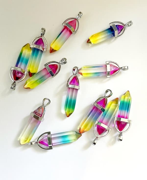 Necklace - Crystal Point - Rainbow #1