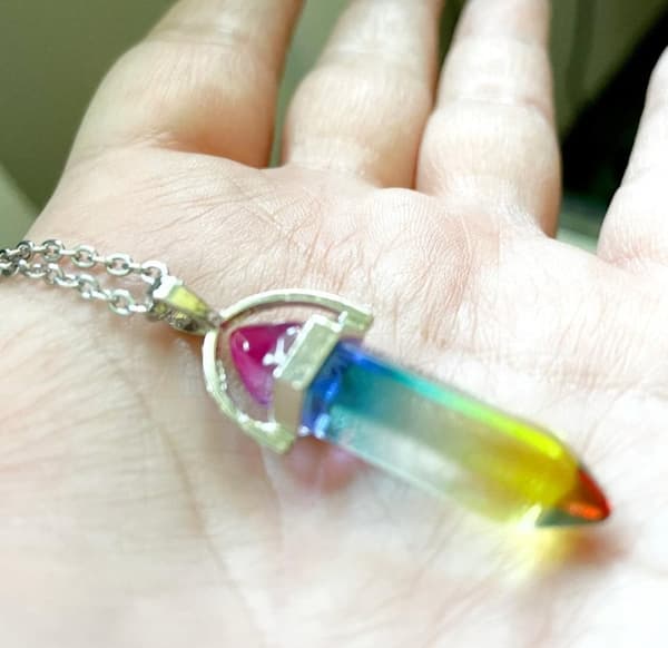 Necklace - Crystal Point - Rainbow #1