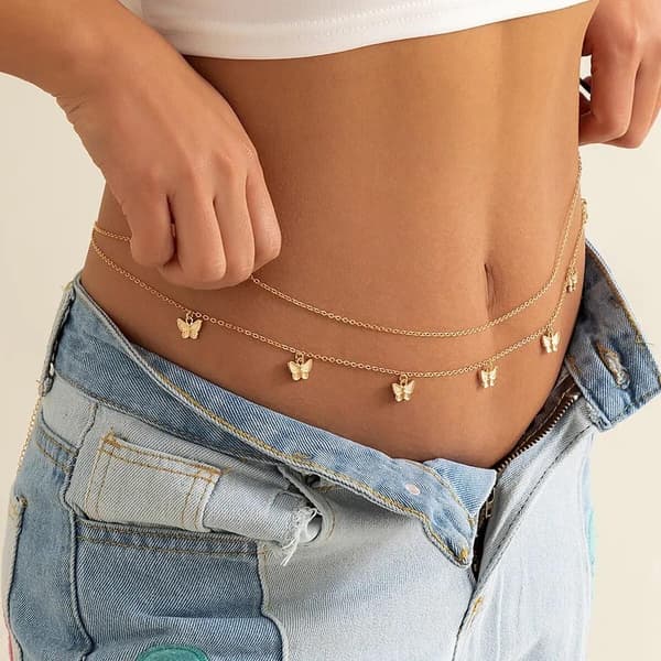 Kroppskedja Kroppssmycke Magkedja Midjekedja - Body Chain - Guld