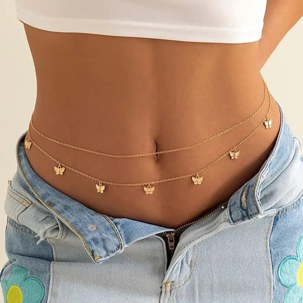 Kroppskedja Kroppssmycke Magkedja Midjekedja - Body Chain - Guld