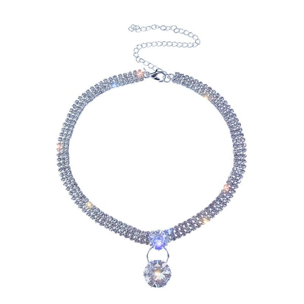 Rhinestone Halskjede Charm Choker Sølv