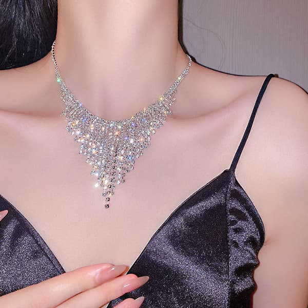INF Rhinestone halskæde Charm Choker Sølv