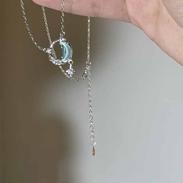 Star Moon hänge halsband Silver
