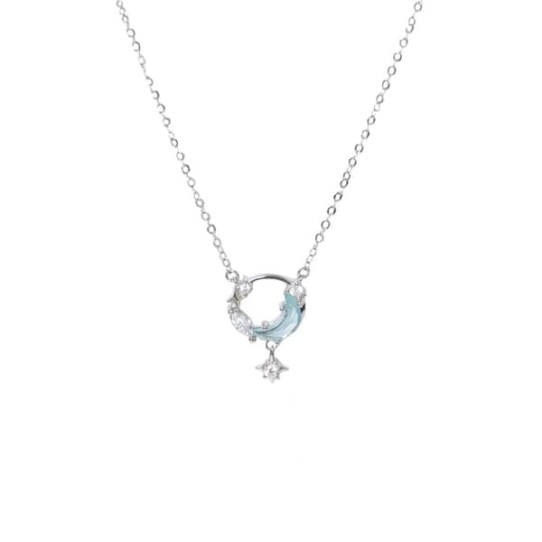 Star Moon hänge halsband Silver