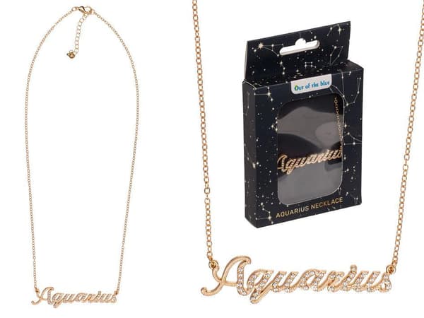 Guld Halsband med Stjärntecken: Vattumannen = Aquarius