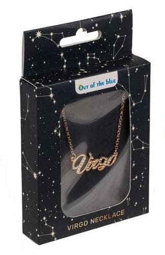 Guld Halsband med Rhinestones & Stjärntecken: Jungfrun = Virgo