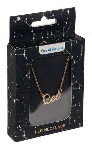 Guld Halsband med Vita Rhinestones & Stjärntecken: Lejonet = Leo