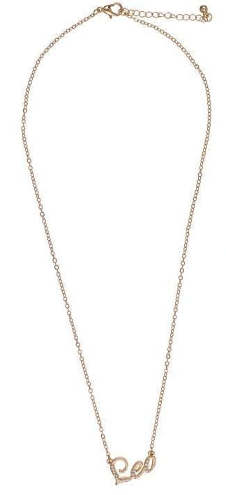Guld Halsband med Vita Rhinestones & Stjärntecken: Lejonet = Leo