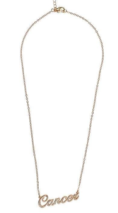 Guld Halsband med Rhinestones & Stjärntecken: Kräftan = Cancer