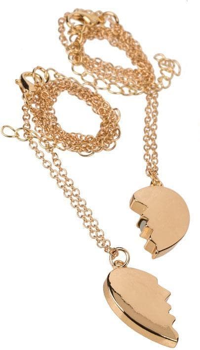 2 st Parhalsband Par Halsband med Magnetiskt Hjärta - Guld