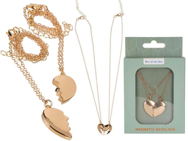 2 st Parhalsband Par Halsband med Magnetiskt Hjärta - Guld