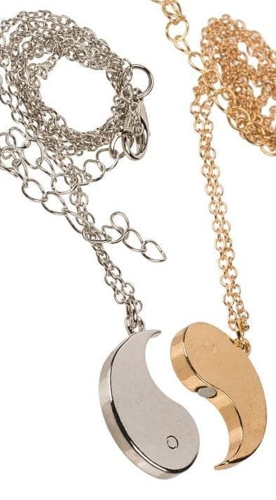 2 st Parhalsband Kompis Halsband & Magnetiskt Hänge - Yin & Yang