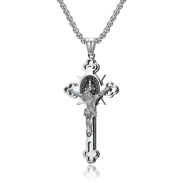 Rostfritt stål korshängande kedja halsband Silver