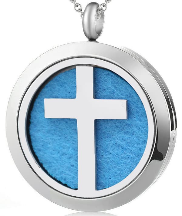 Cross eterisk olje diffuser halskjede medaljon anheng halskjede Sølv