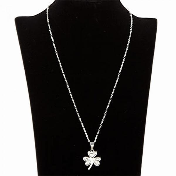Silver Halsband i Rostfritt Stål - Fin Treklöver & Rhinestones