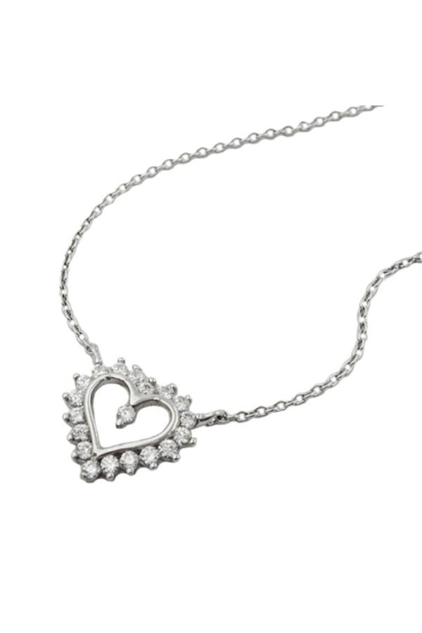 Necklace 1.1mm Heart With Zirconias Silver 925 43cm - GL130065-43