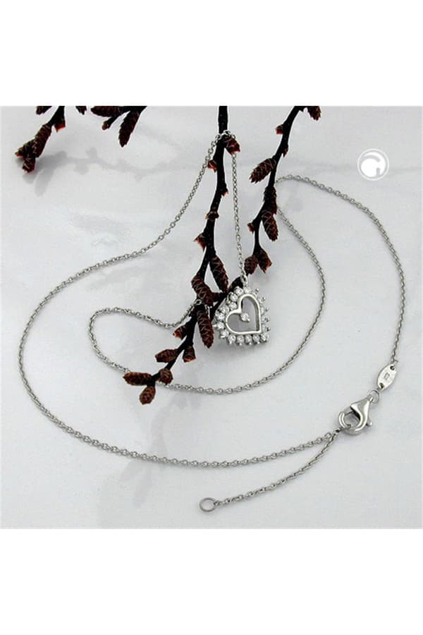 Necklace 1.1mm Heart With Zirconias Silver 925 43cm - GL130065-43