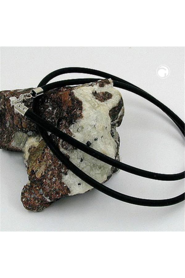 Necklace 4mm Rubber Band Silver-Coloured Clasp 90cm - GL00771-90