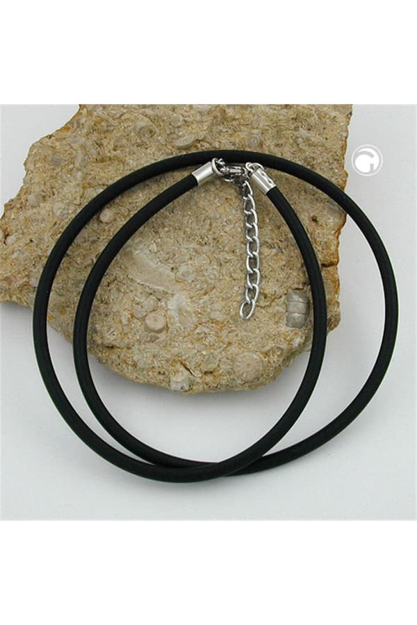 Necklace 4mm Rubber Band Silver-Coloured Clasp 60cm - GL00771-60