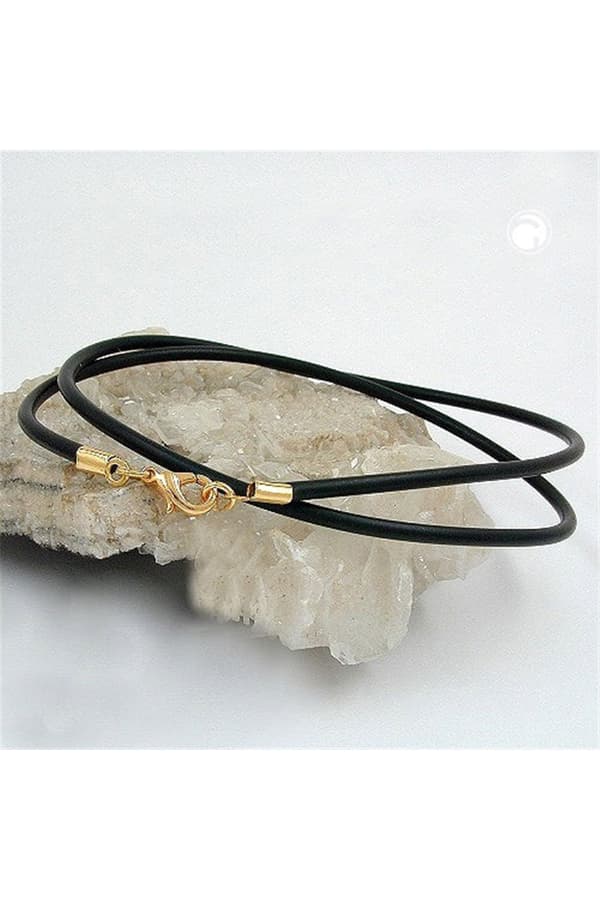 Necklace 3mm Rubber Band Gold-Plated Clasp 60cm - GL00768-60