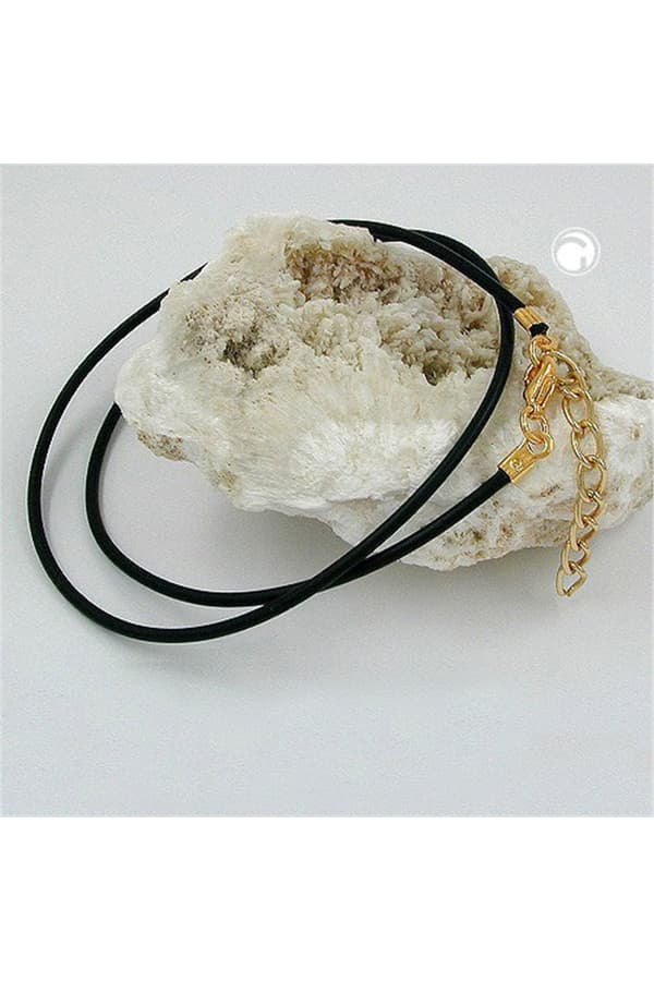 Necklace 3mm Rubber Band Gold-Plated Clasp 55cm - GL00768-55