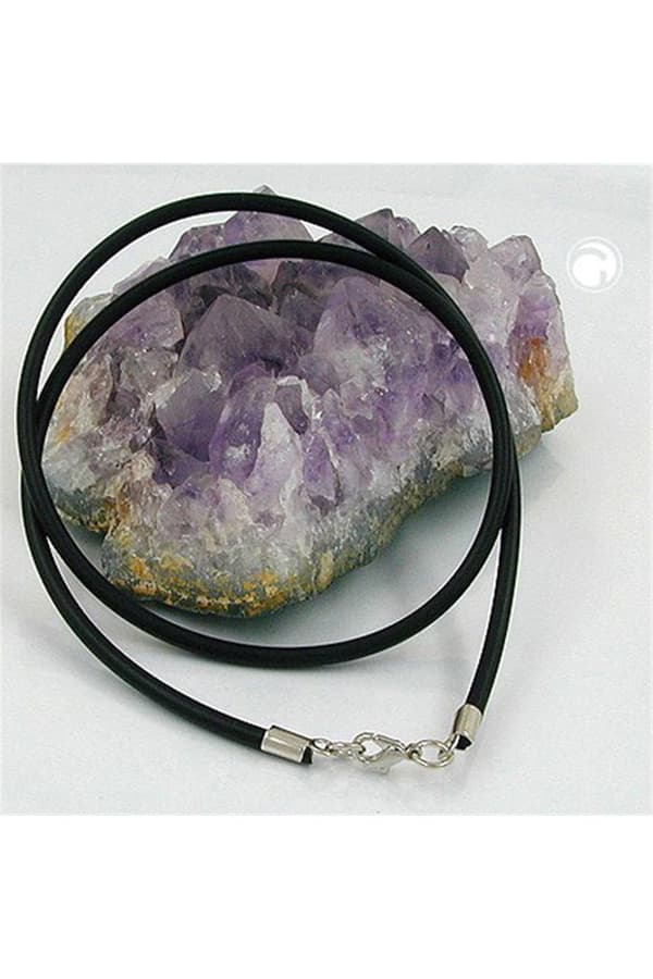 Necklace 3mm Rubber Band Silver Clasp 60cm - GL00763-60