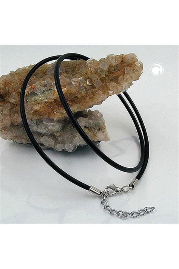 Necklace 3mm Rubber Band Silver Clasp 45cm - GL00763-45